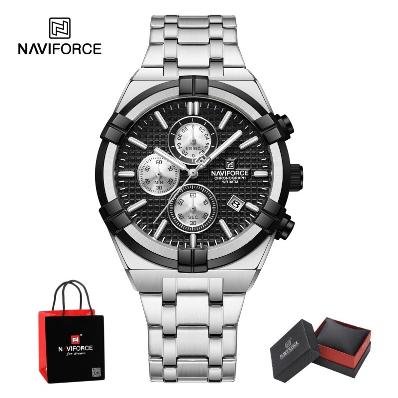 Jewelry For Watches - NAVIFORCE Herren Quarz-Chronograph-Uhr, wasserdicht, mit Leuchtzeigern,
