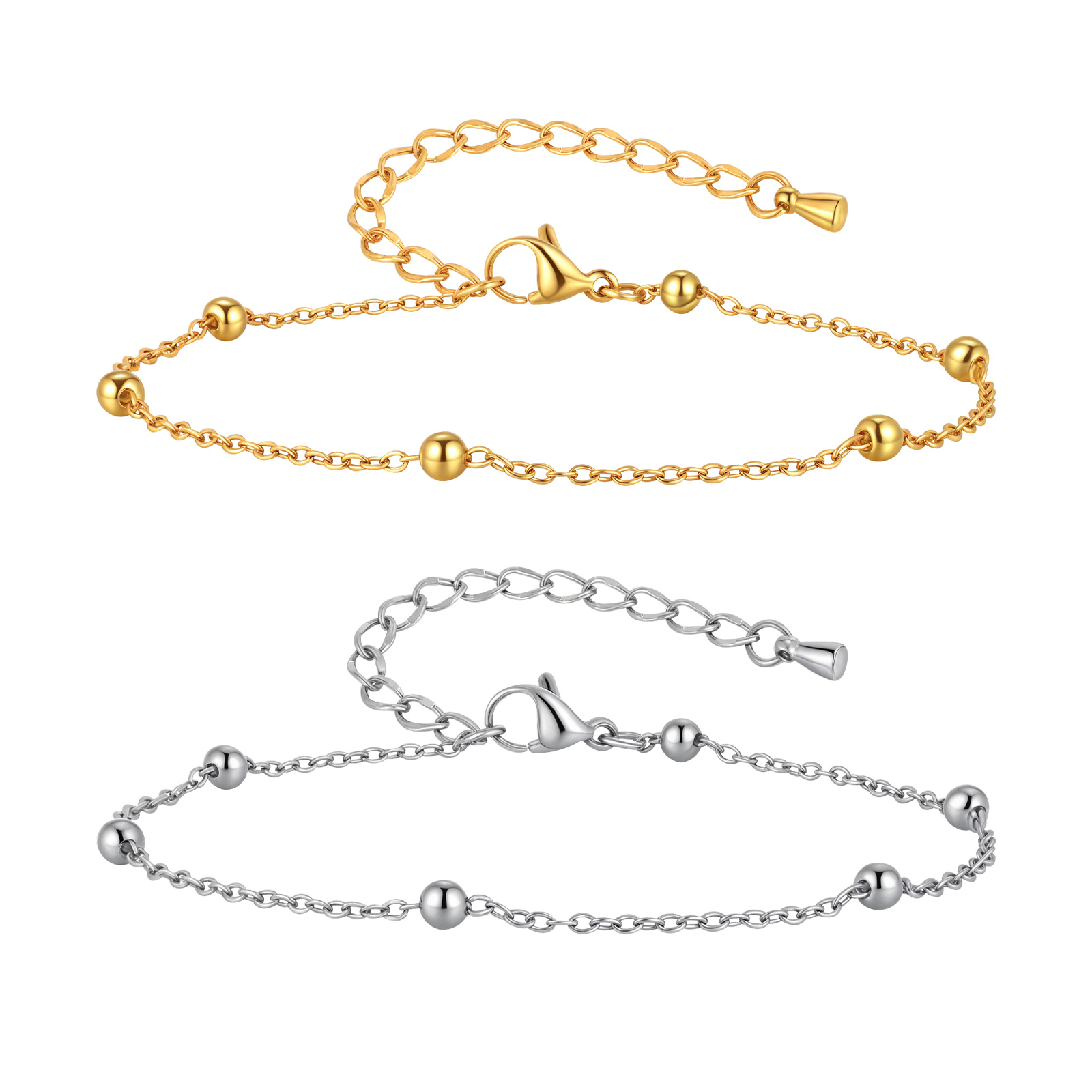 Jc Jewelry & Watches Photos - Edelstahl-Fußkettchen mit Perlenkette für Damen, wasserdichte
